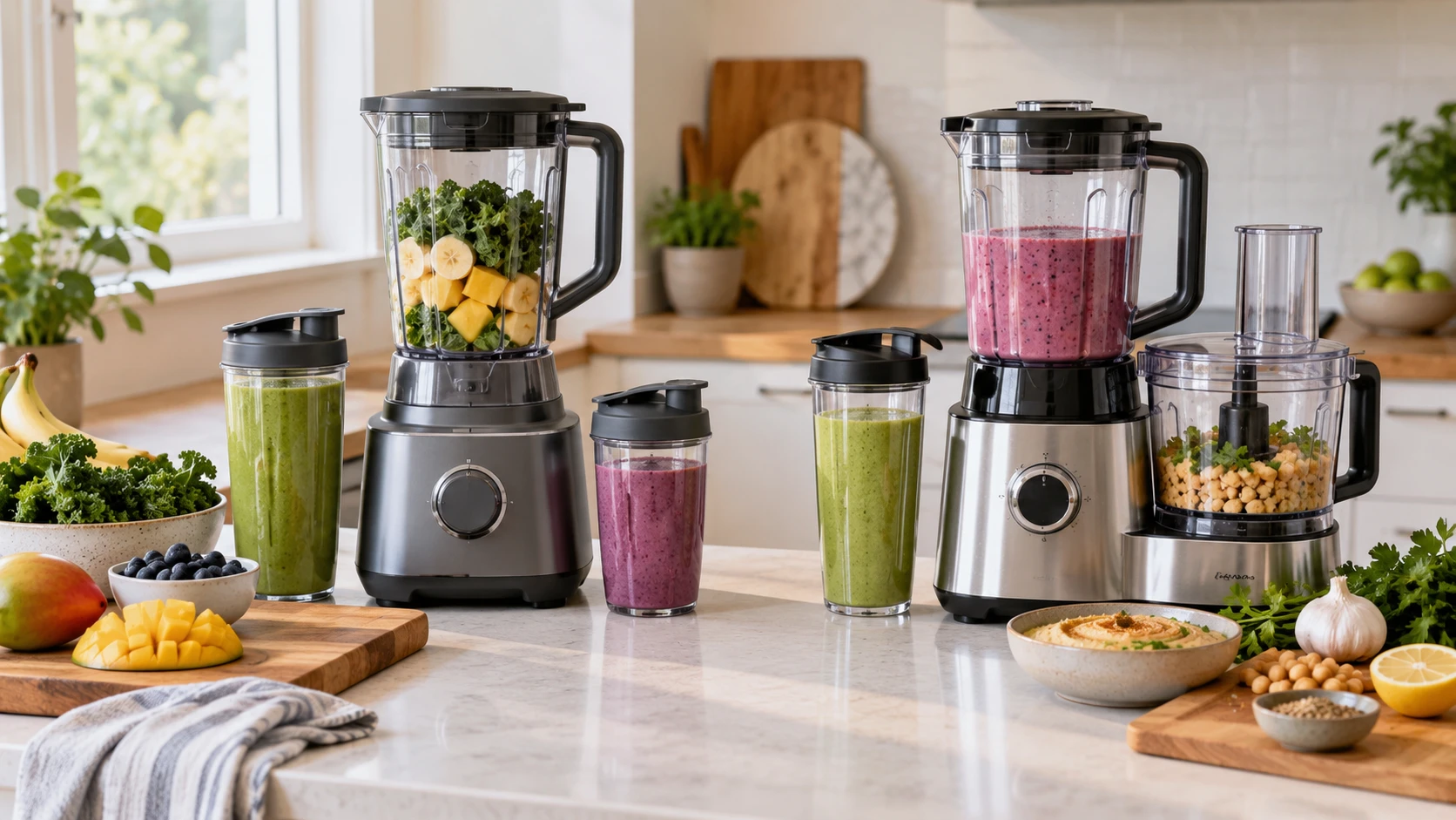For nutribullet NBF50500AW blender combo, weigh pitcher size, travel cups, food-processing use, controls, cleaning, and storage needs.