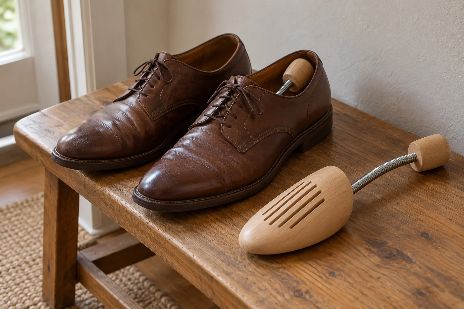 Spring shoe trees support a between-wears storage decision: choose a form for the shoe's existing shape and keep resizing questions separate.