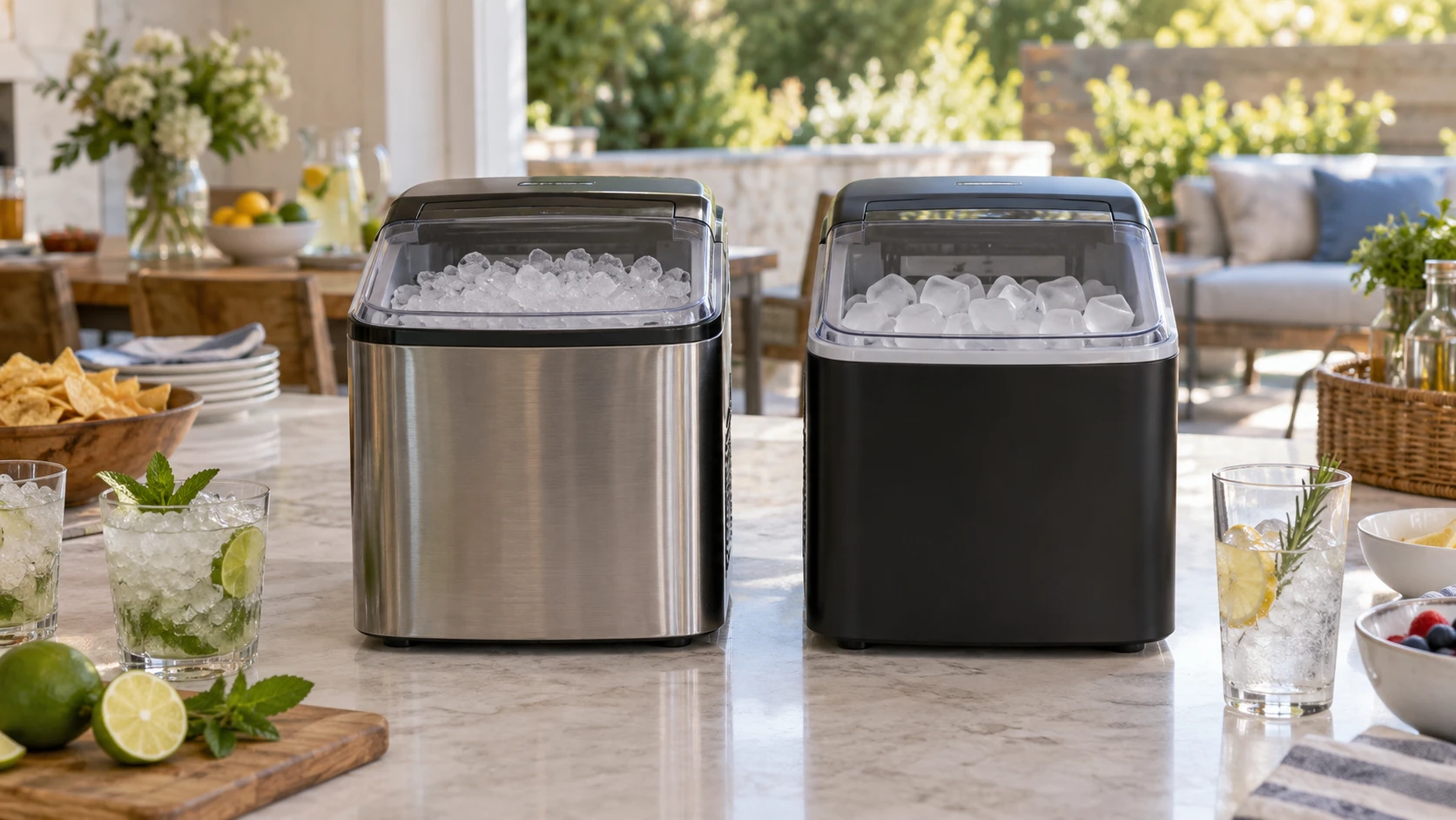For Frigidaire EFIC228 nugget ice maker, consider first-batch timing, ready basket capacity, cleaning, water refills, ice shape, and saved prices.