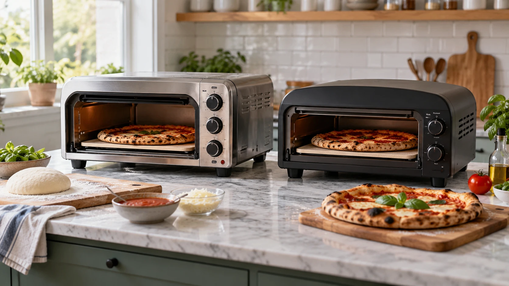 For Equator countertop pizza oven, consider a listed 12-inch stone or baking area, preset programs, heat claims, timers, and counter fit.