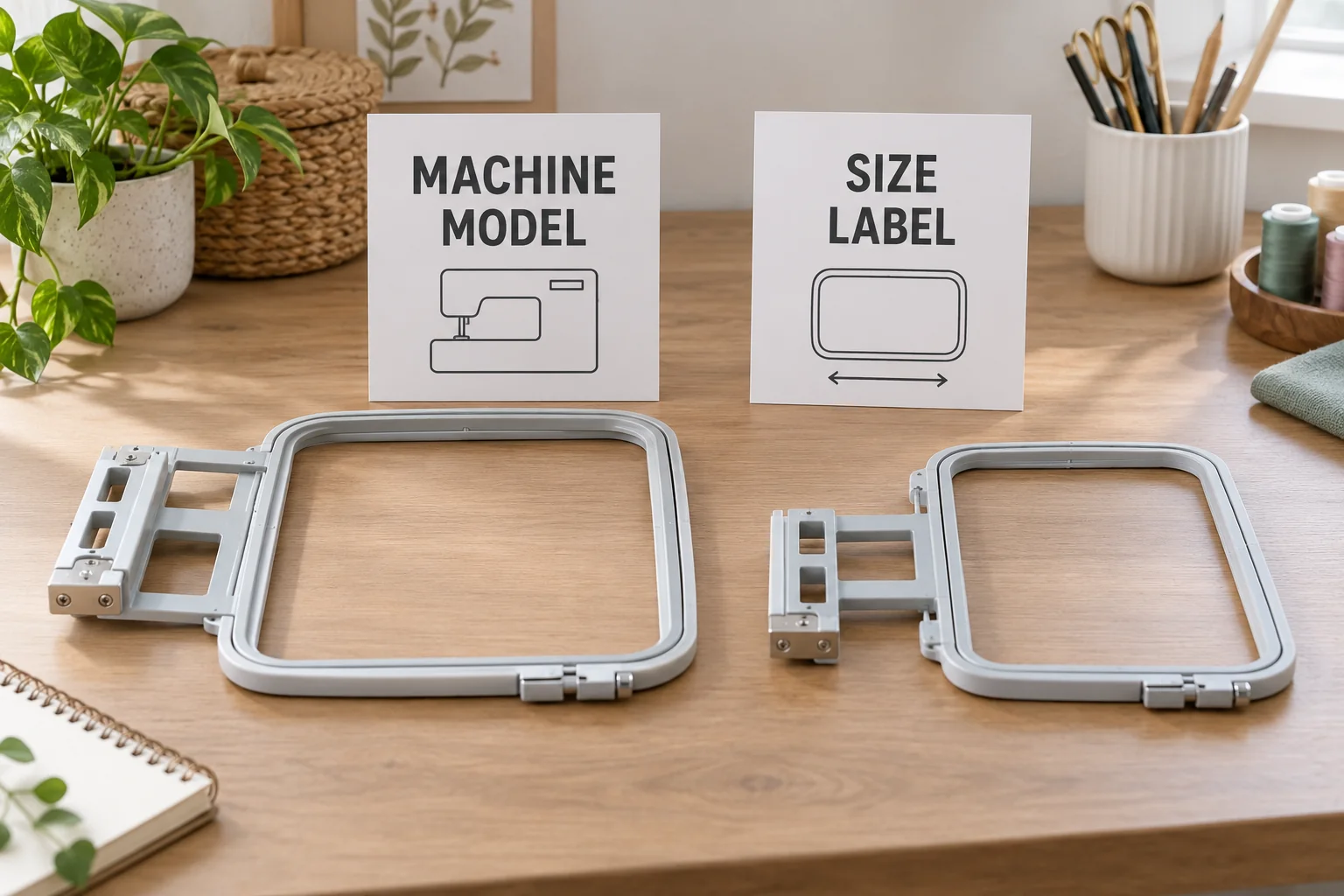 Machine embroidery hoop compatibility separates generic complete hoops from machine-reference and size-label questions, without a fitting demonstration.