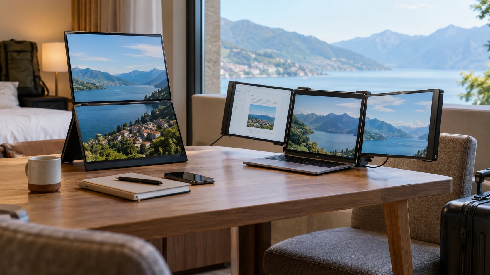 Choosing ASUS ZenScreen Duo OLED MQ149CD means weighing foldable panels versus laptop-mounted screens, cables and compatibility.