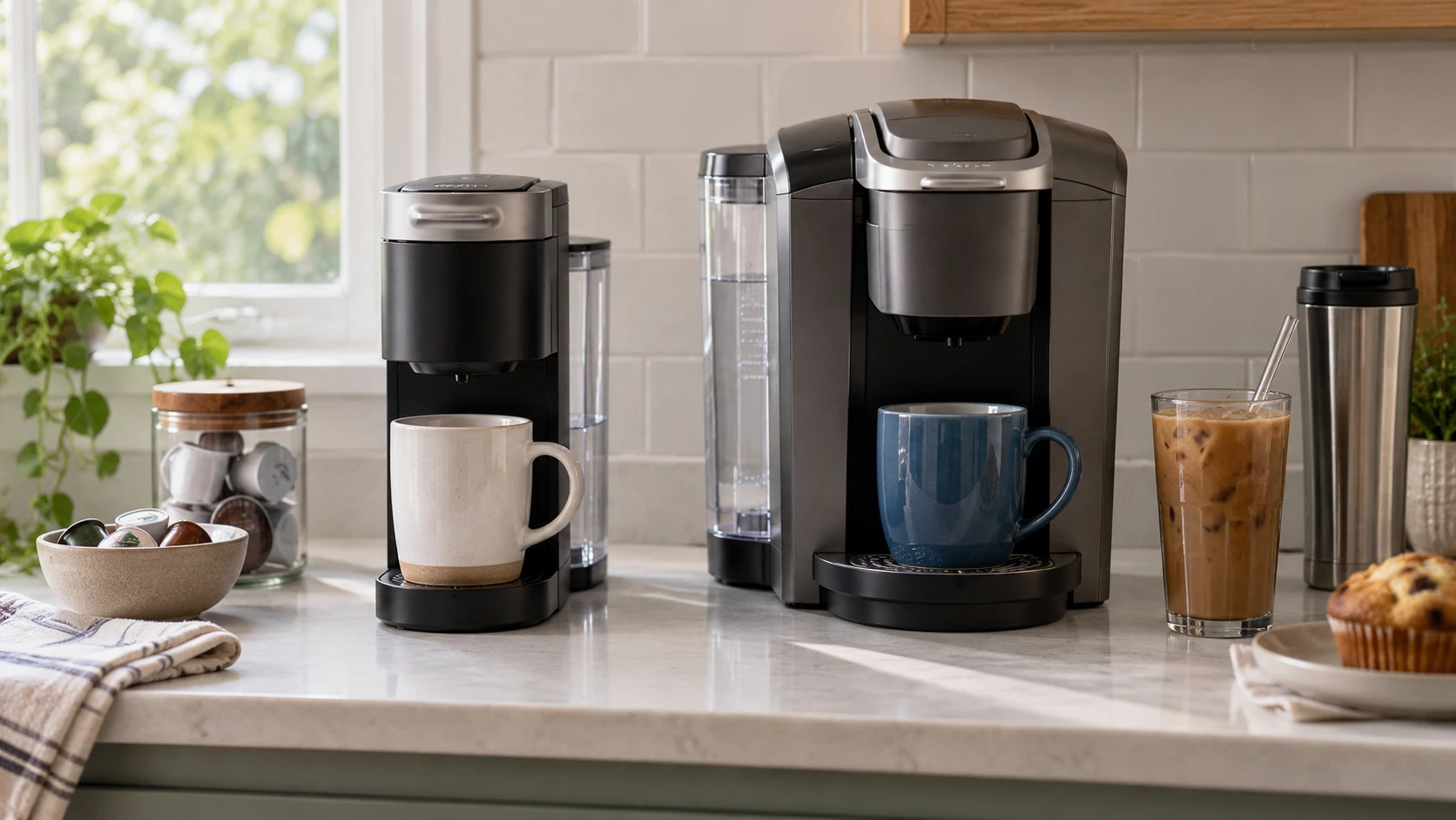 For Keurig K-Mini Plus coffee maker, consider refill routine, pod storage, mug clearance, iced drinks, descale reminders, and counter fit.