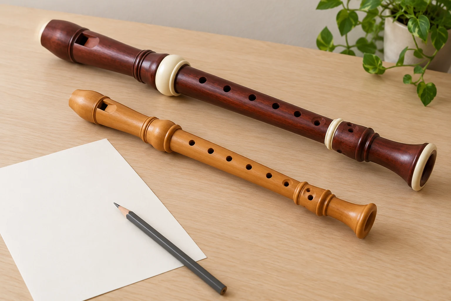 A recorder replacement joint enquiry keeps two complete generic recorders apart beside a blank enquiry sheet while the intended instrument within a shared purchase is identified.