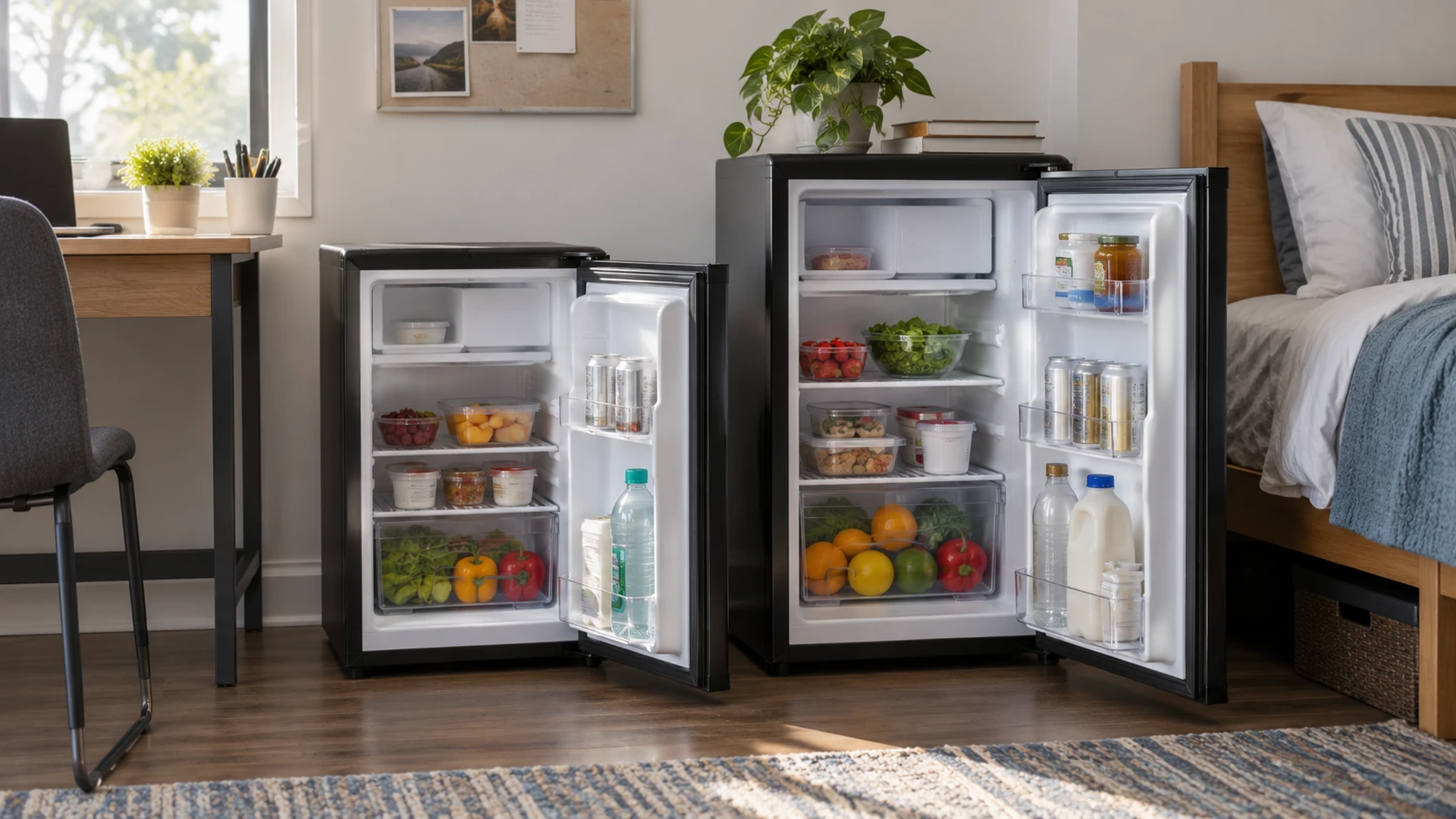 For Juiluna 3.2-cu-ft mini refrigerator, consider room fit, freezer space, shelving, temperature controls, noise and offer condition.