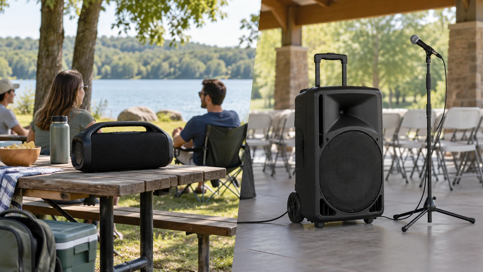 For Hopestar 300W portable Bluetooth speaker, consider battery claims, microphones, weather exposure, music inputs, transport, and event setup.