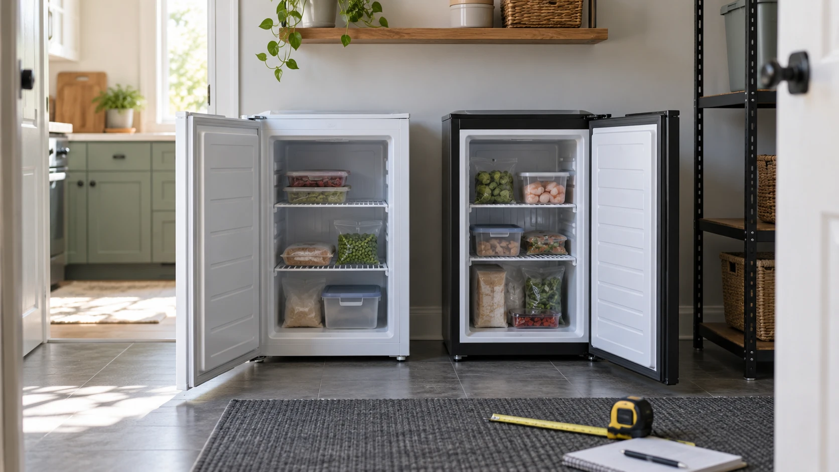 For Frigidaire EFRF314 upright freezer, consider controls, internal storage, footprint evidence, defrost, door placement, and setup.