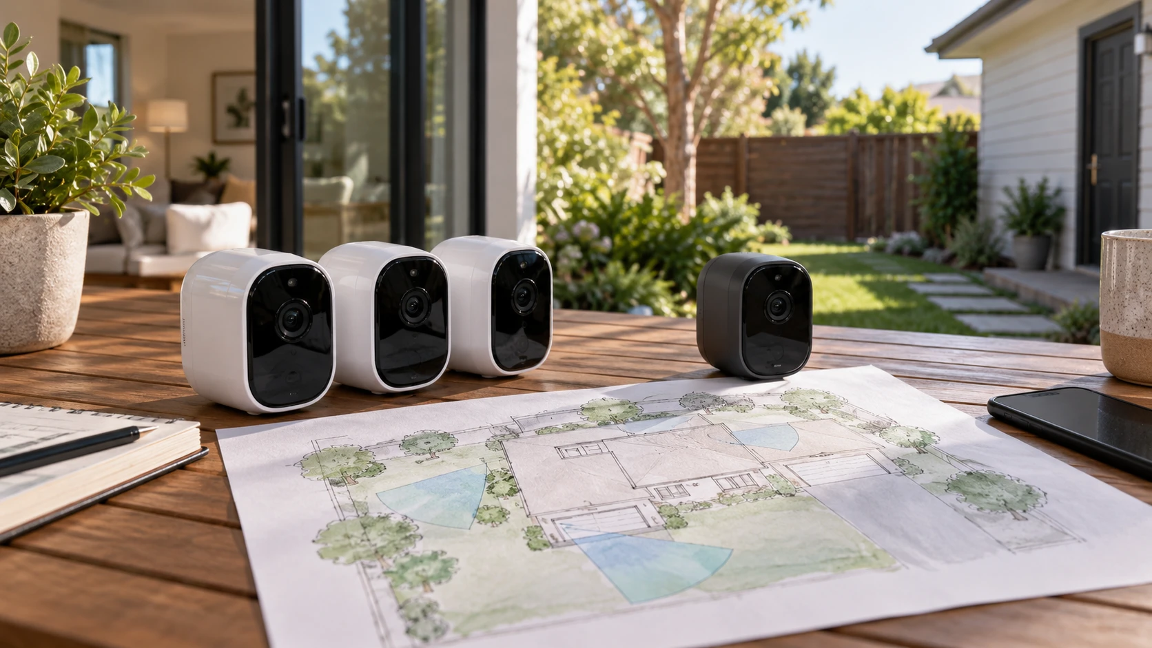 For Arlo VMS5340-100NAR restored camera kit, weigh coverage, charging, video claims, mounting, storage, and warranty questions.