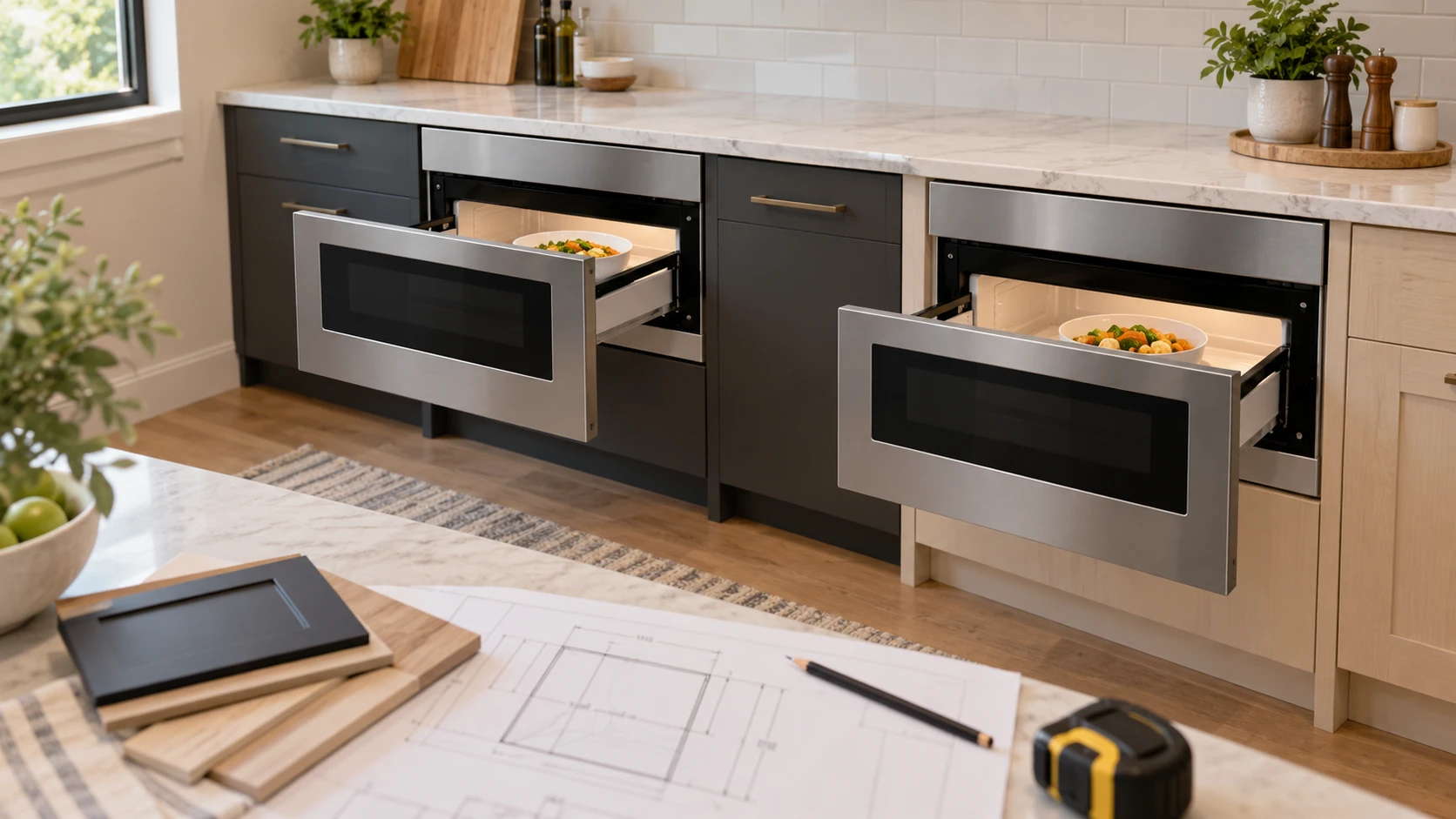Choosing Cafe CWL112P3RD5 microwave drawer means weighing drawer cutout, opening clearance, controls and reheating.