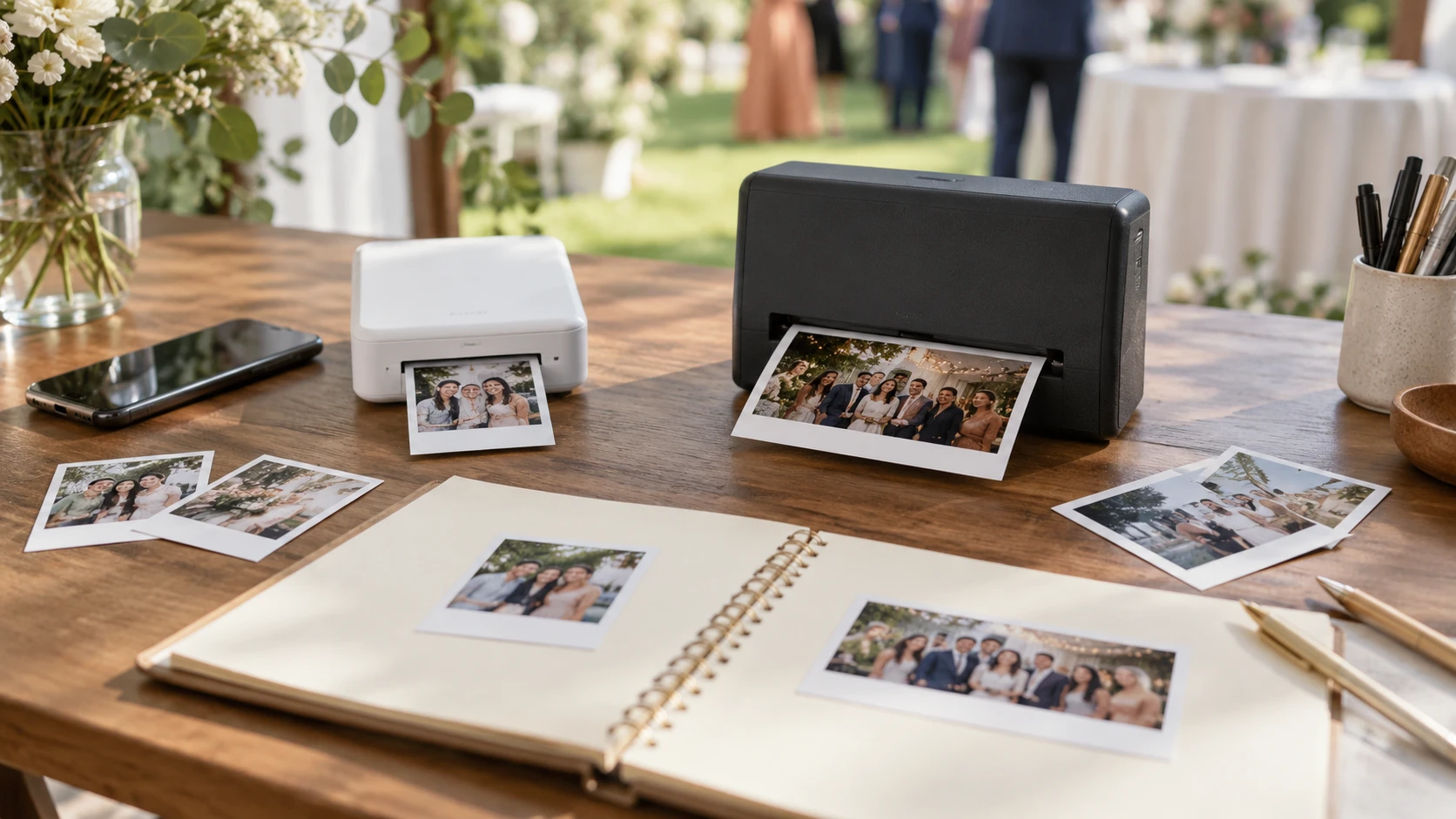 For Canon SELPHY SQUARE QX10 portable photo printer, weigh guestbook layouts, print supplies, phone setup, and event queues.