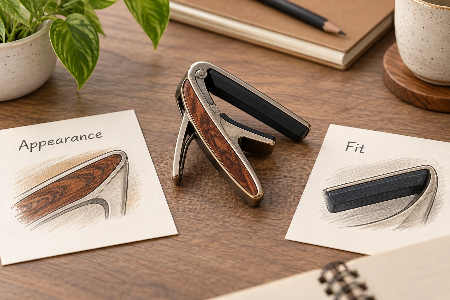 Guitar capo compatibility separates a decorative exterior inlay from the instrument-contact fret-pad question.
