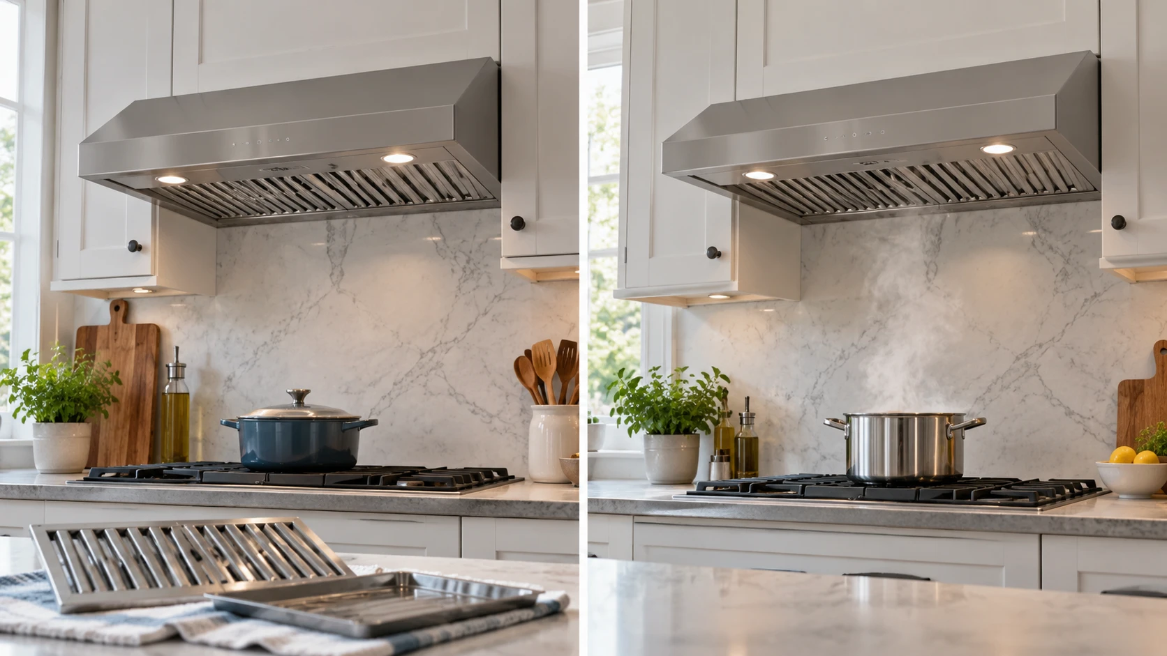 For Hauslane UC-PS18BSS-30 range hood, consider existing duct opening, supplied adapters, baffle-filter care, steam cleaning, lights, controls, and installation evidence.