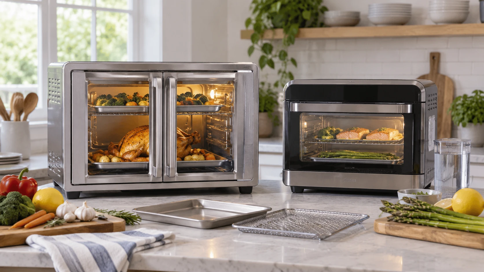 For Emeril Lagasse ELFD-360 air fryer oven, consider cooking modes, capacity claims, counter fit, and cleanup.