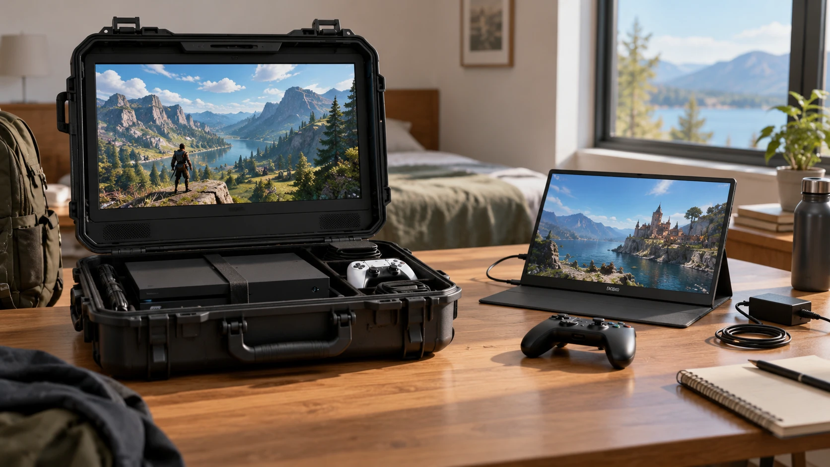 For GAEMS Guardian Pro XP portable monitor, consider setup, power, connections, screen claims, and saved price.