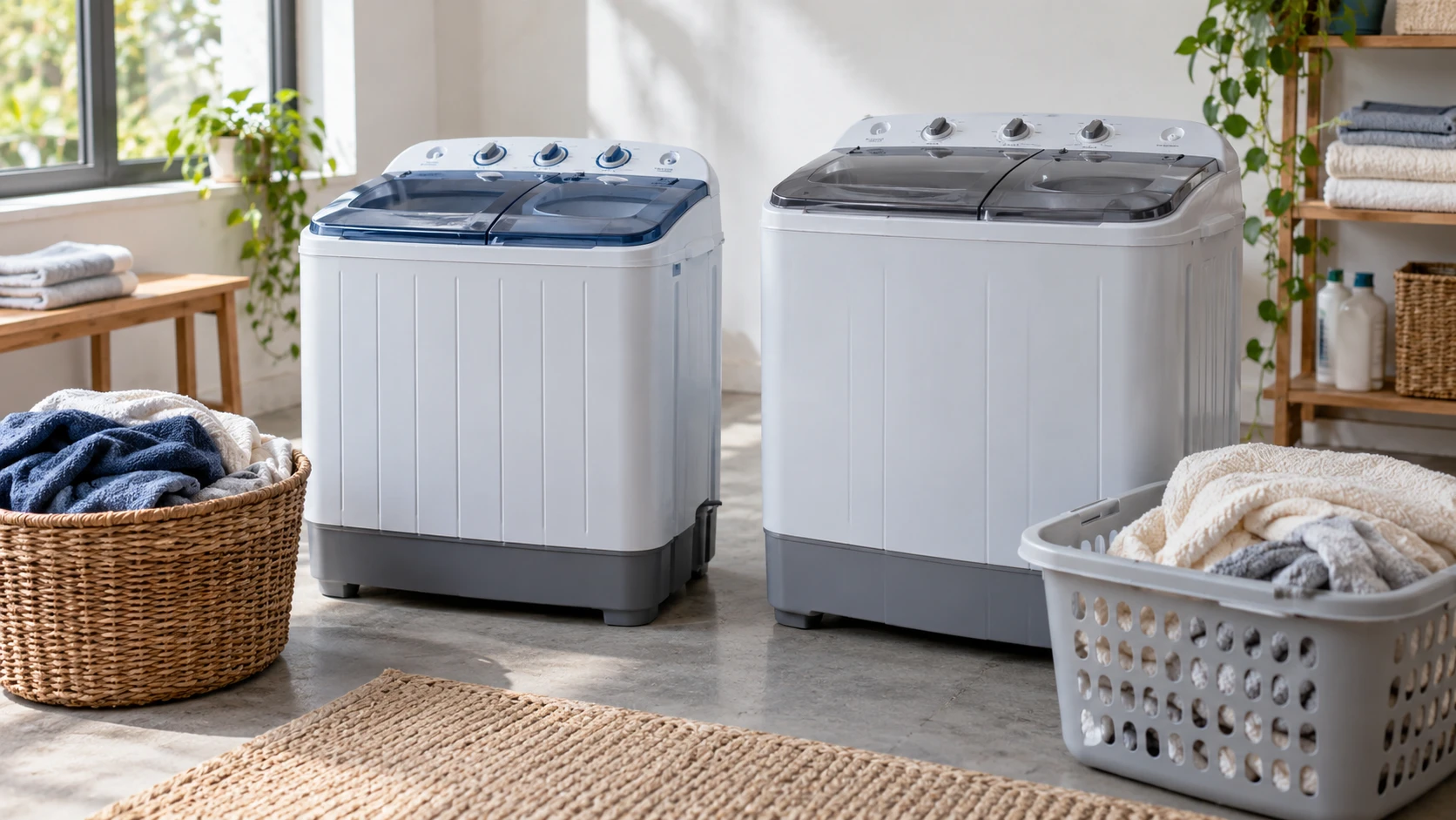 For Resenkos 22lb twin-tub washer, weigh separate wash and spin capacity, timers, drain pumps, water handling, footprint, and cleanup.