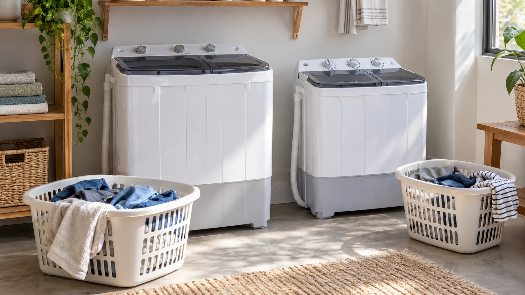 For ZENSTYLE 17.6 lb twin-tub washer, weigh separate wash and spin capacities, dimensions, timers, water setup, and small-space handling.