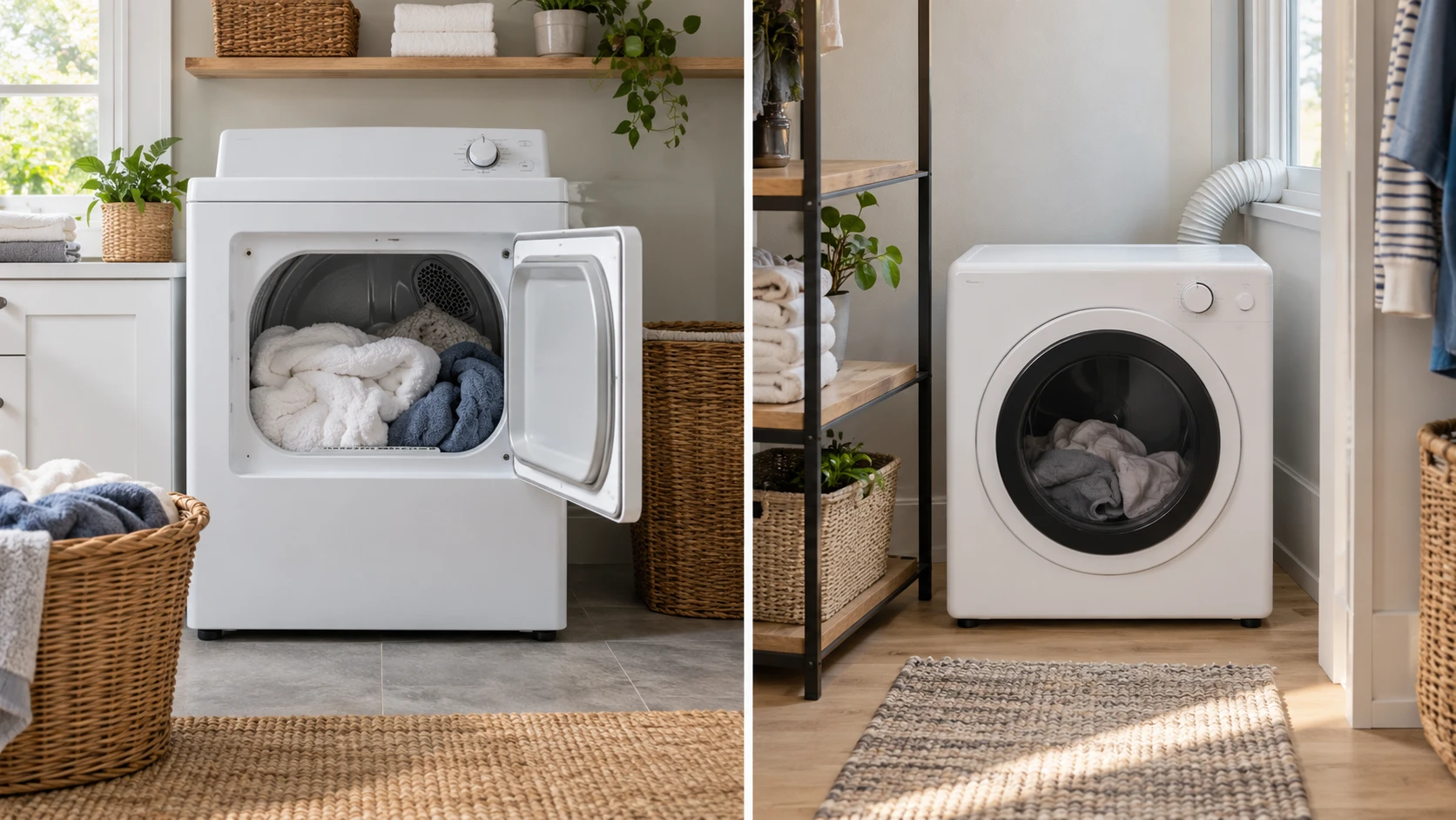 Choosing Element EFD8027EBW electric dryer means weighing full-size versus compact load, power, exhaust and room fit.