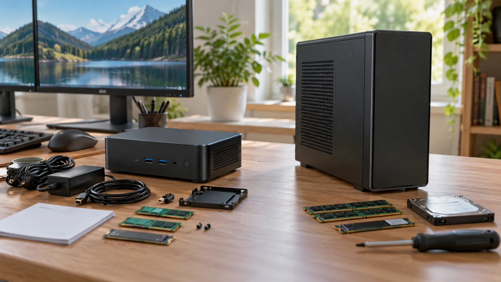 For MINISFORUM NAB6Lite mini PC, consider included hardware, full build cost, memory, storage, displays, and expansion.
