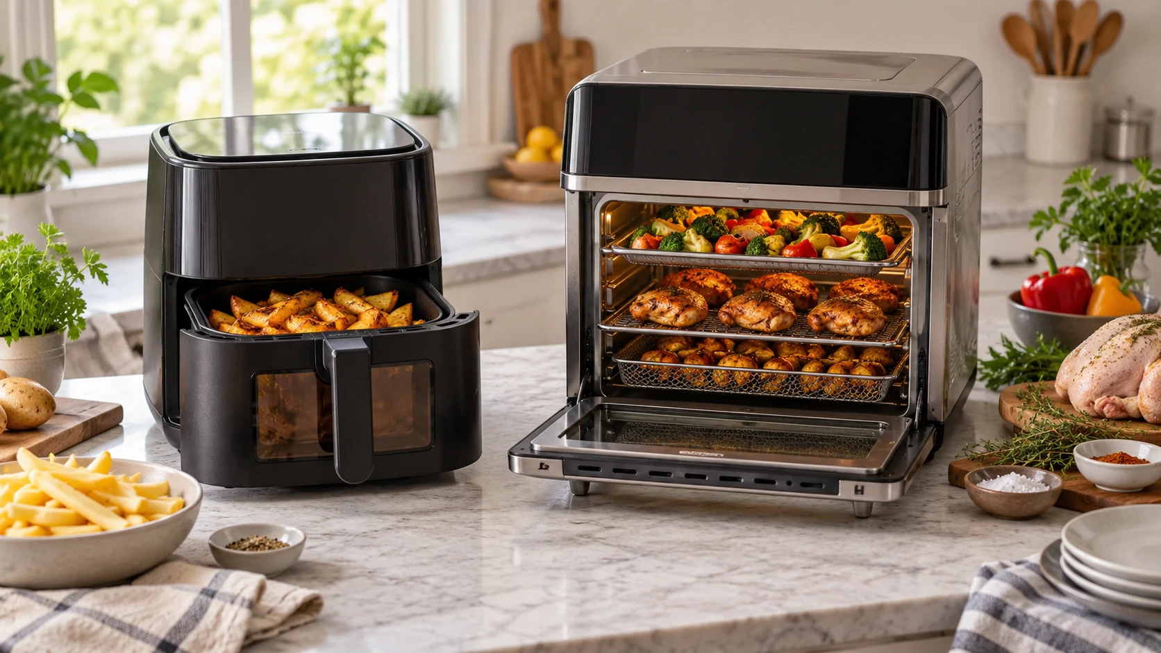 For Kenmore KKAF8Q 8-quart air fryer, consider food layout, controls, cleanup, and counter space.