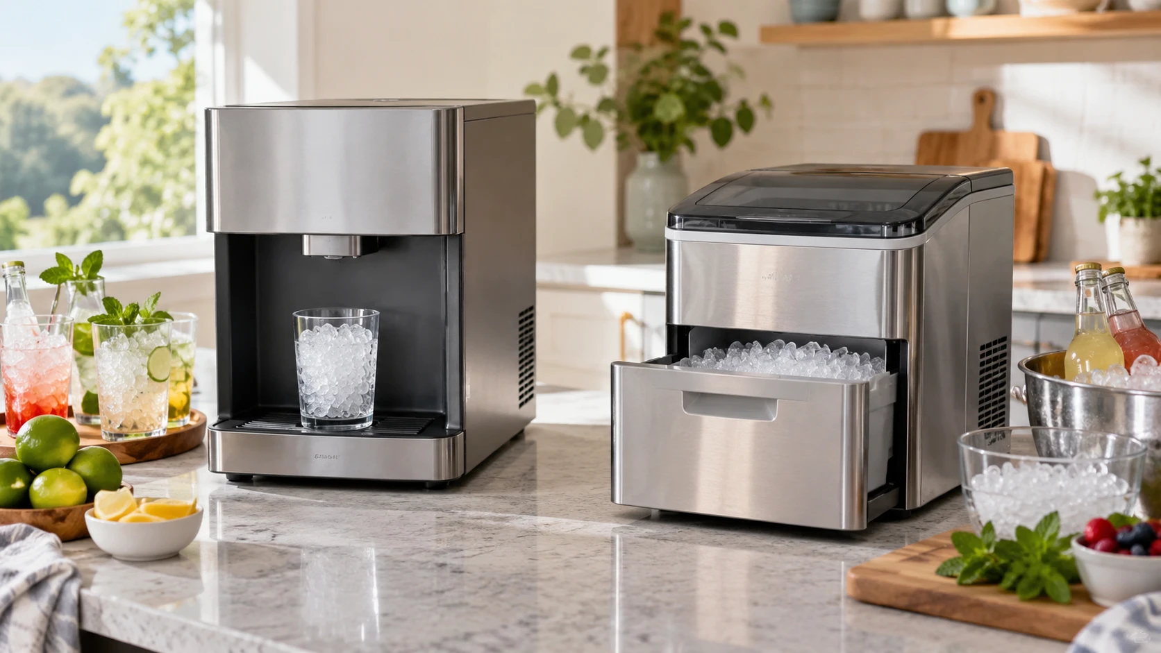 For KBICE 3.0 nugget ice dispenser, consider ready storage, stated daily production, first-ice time, serving method, counter fit, and cleaning routine.