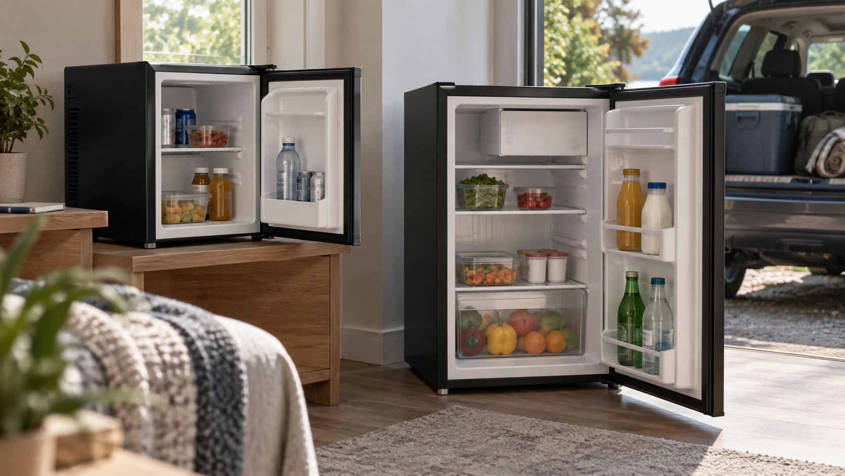 For Koolatron 40B compact cooler, consider capacity, AC/DC power, cooling claims, shelving, door access, and maintenance.