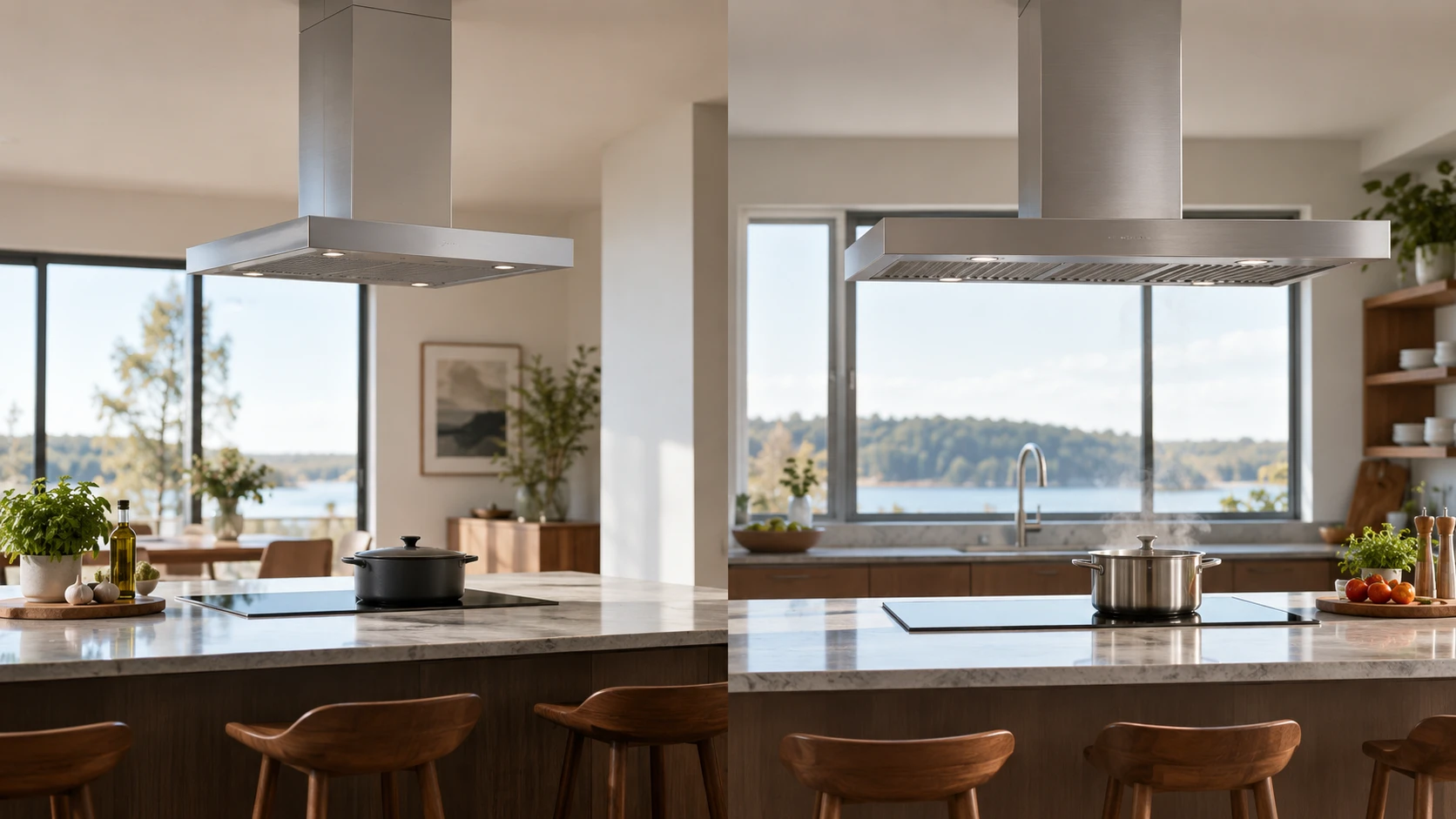 For 30-inch Lumin Collection ductless island hood, consider capture width, ceiling installation, carbon filters, and control upkeep.