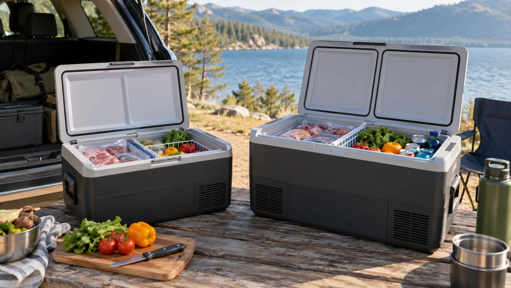 For Jinsanity SLA-35A portable fridge, consider compartment allocation, vehicle and home power, temperature claims, carrying features, controls, and trip packing.