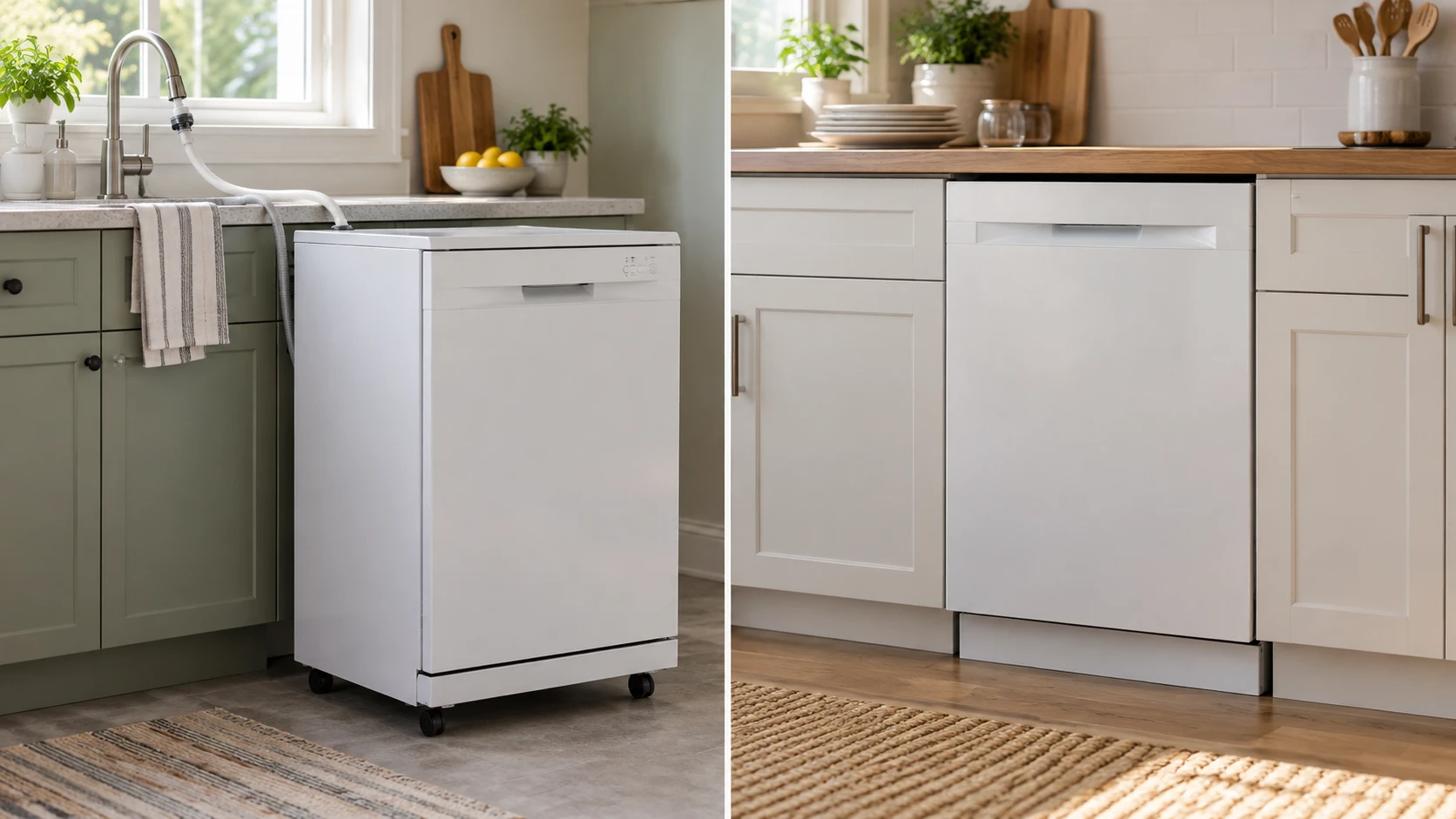 For SPT 18-inch portable dishwasher, weigh water hookup, cabinet fit, capacity, programs, noise, and saved price.