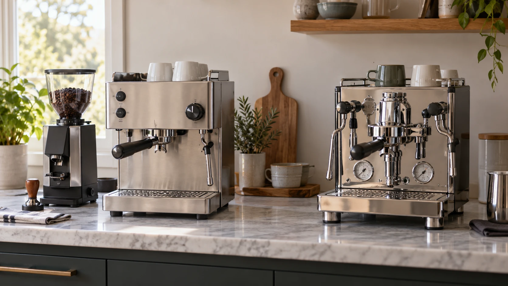 For Rancilio Silvia Pro X espresso bundle, weigh grinder inclusion, temperature controls, water supply, counter planning, and missing bundle details.