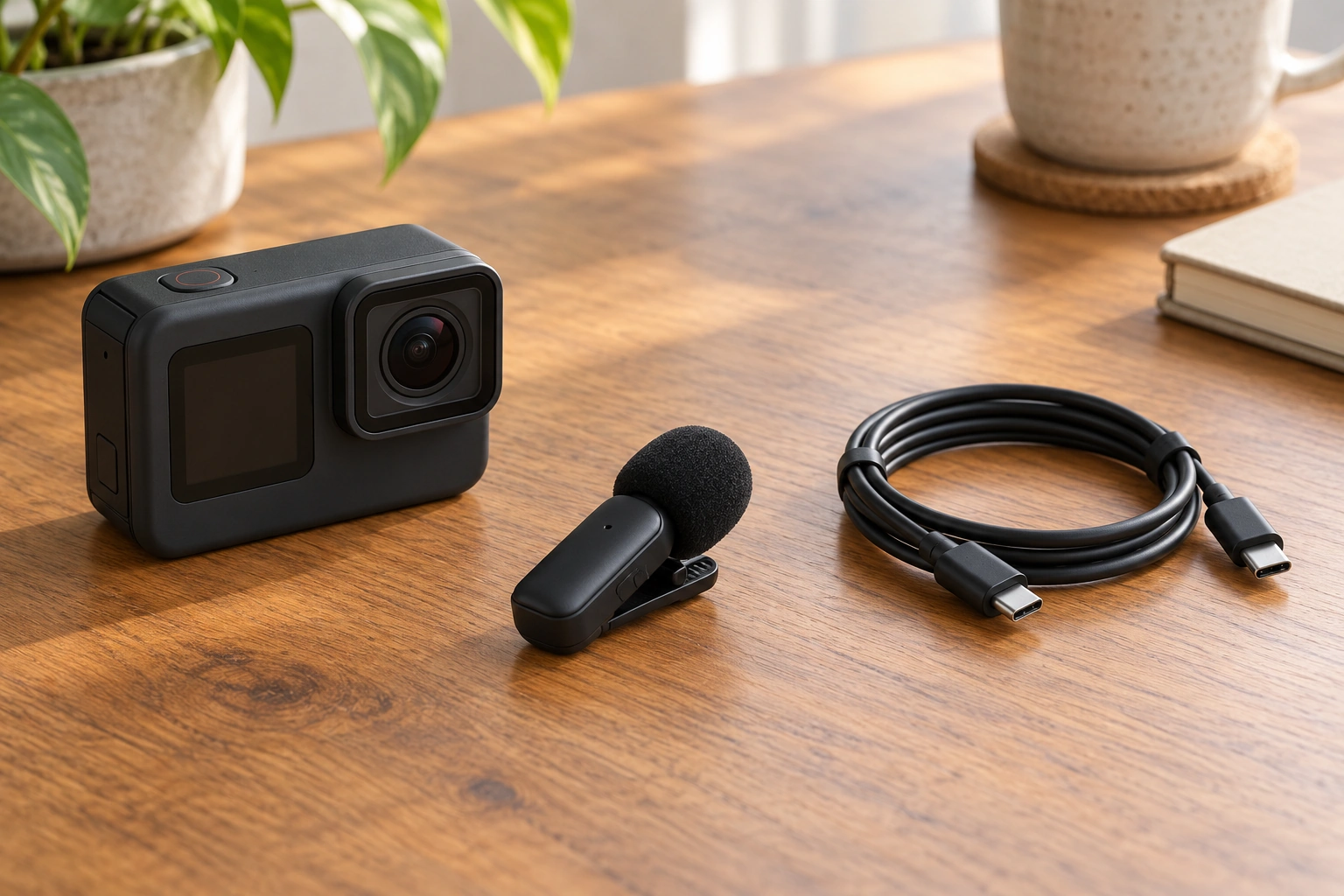 Ace Pro 2 dual audio recording planning with camera and microphone kept separate before a connection choice.