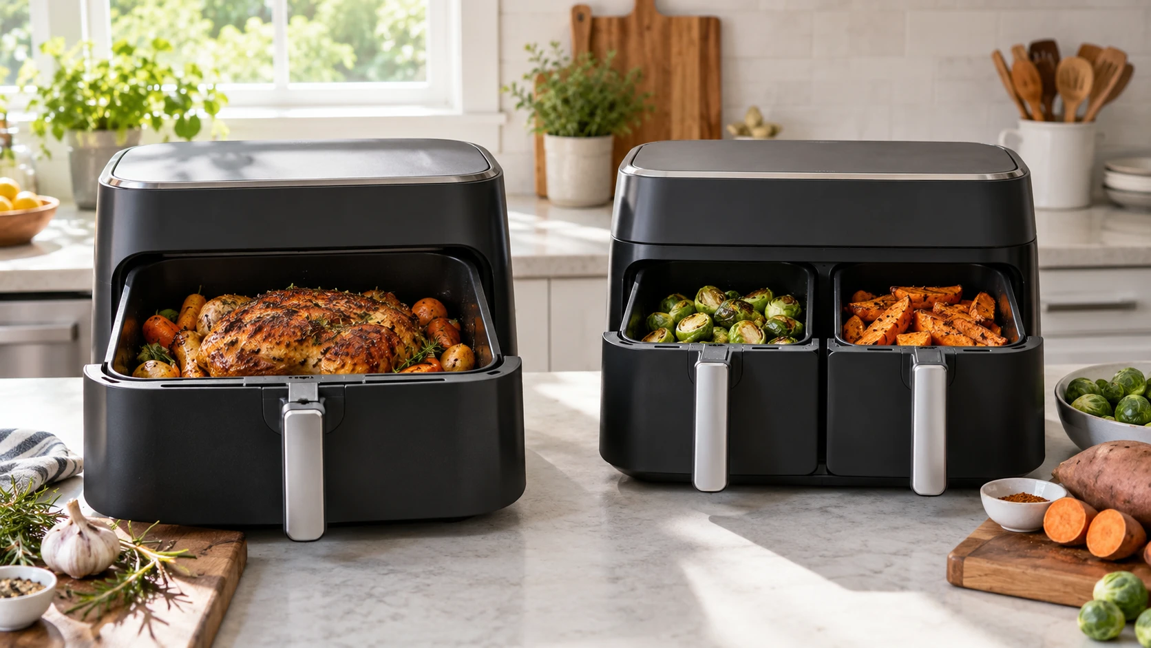 Choosing 7-quart DZ071 FlexBasket air fryer means weighing single large basket versus separate zones, timing and cleanup.