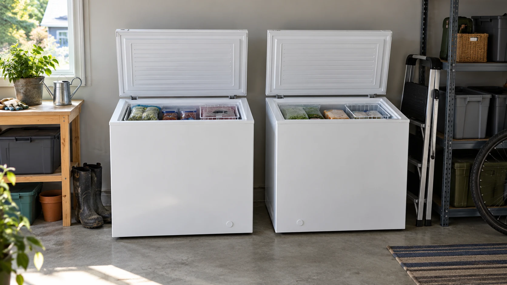 Choosing Avanti CF5F0W vs Kenmore KKCF05-W chest freezer means weighing garage placement, baskets, defrosting and convertible settings.
