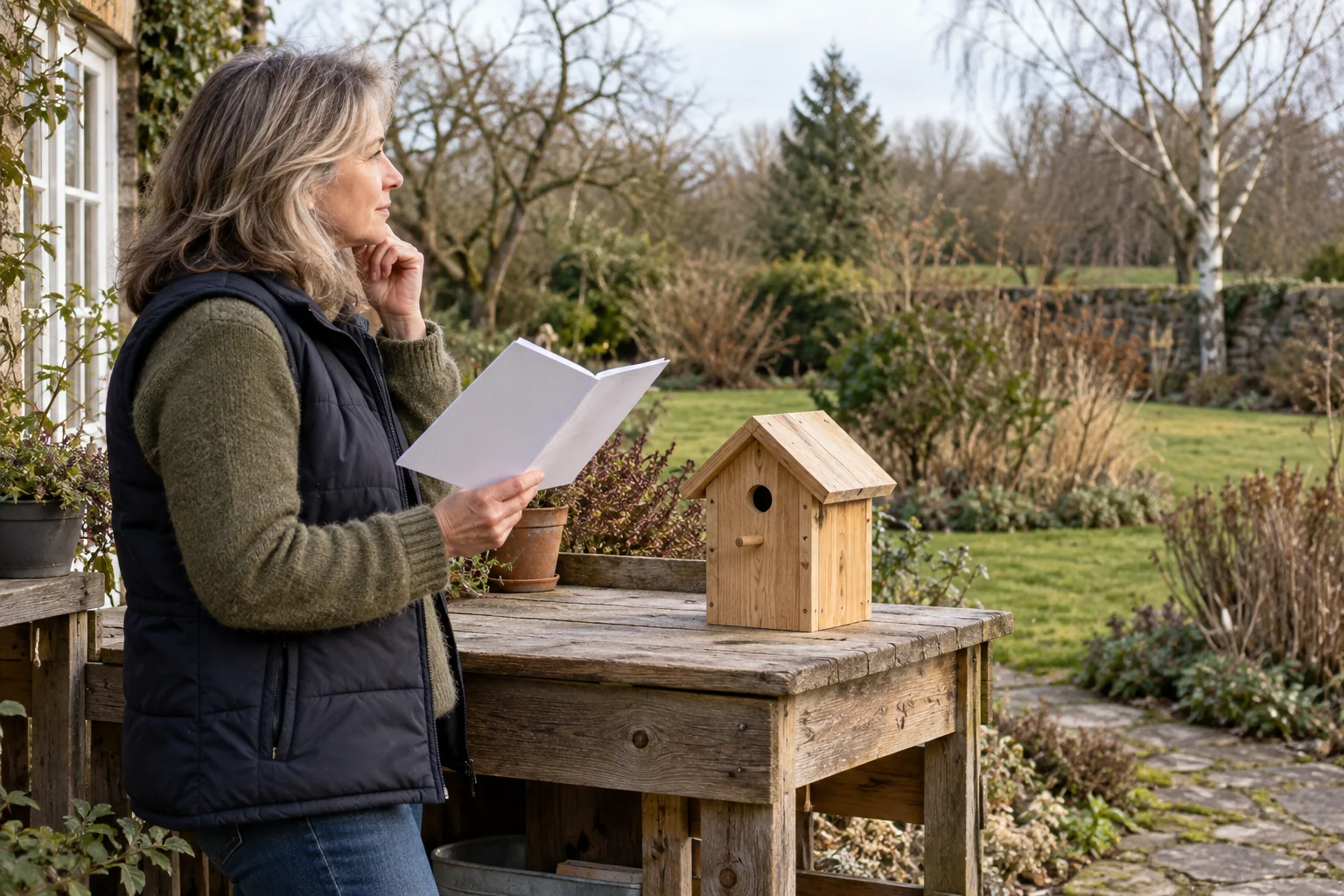 Birdhouse nesting season planning considers a garden site and a house before choosing a supported nesting arrangement for local birds.