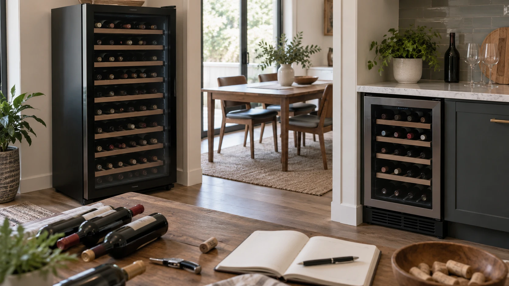 For Whynter FWC-1201BB wine refrigerator, weigh bottle fit, cabinet space, temperature controls, door access, and daily use.