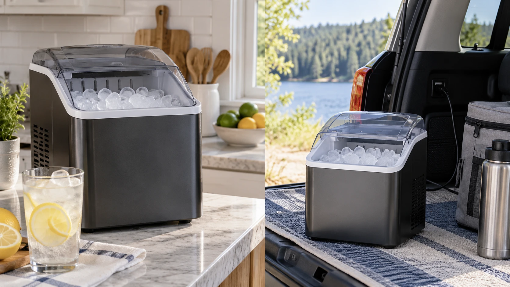 For KIPLINK 26 lb portable ice maker, consider output claims, water tanks, power, and travel setup.