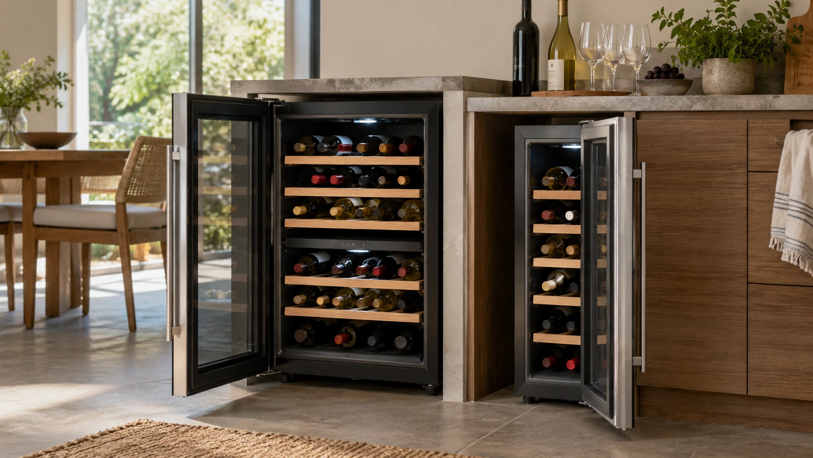 Choosing EUHOMY WM-WC-03S-BL wine cooler means weighing bottle count, zone temperatures, shelves and kitchen fit.