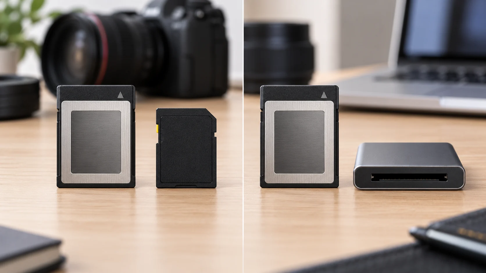 CFexpress Type B card bundle compatibility decision between a second SDXC card and a USB reader for file offload.