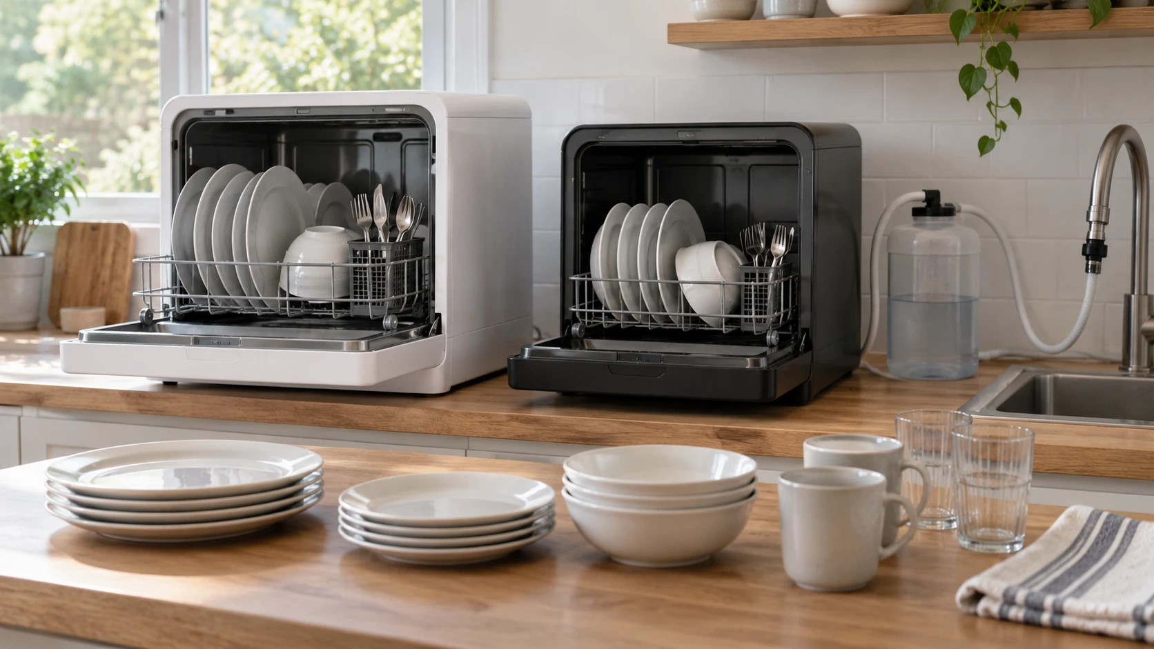 For Midea MDC22P1AWW countertop dishwasher, consider dish capacity, plate fit, manual tank or faucet connection, cycles, countertop clearance and source-listing uncertainties.