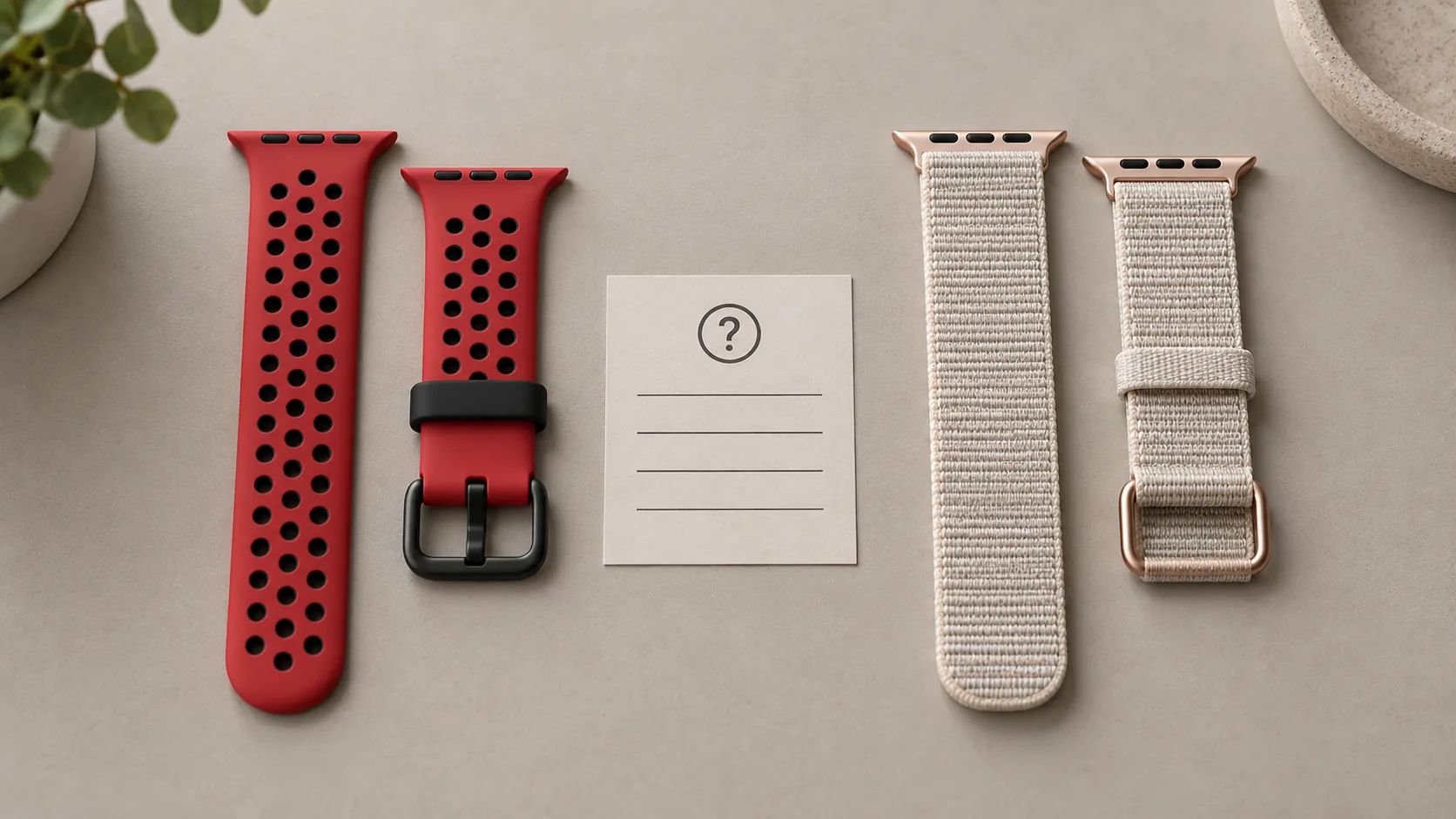 Garmin Fenix watch band fit decision comparing a named 22 mm replacement band with a 20 mm QuickFit band and a watch model label