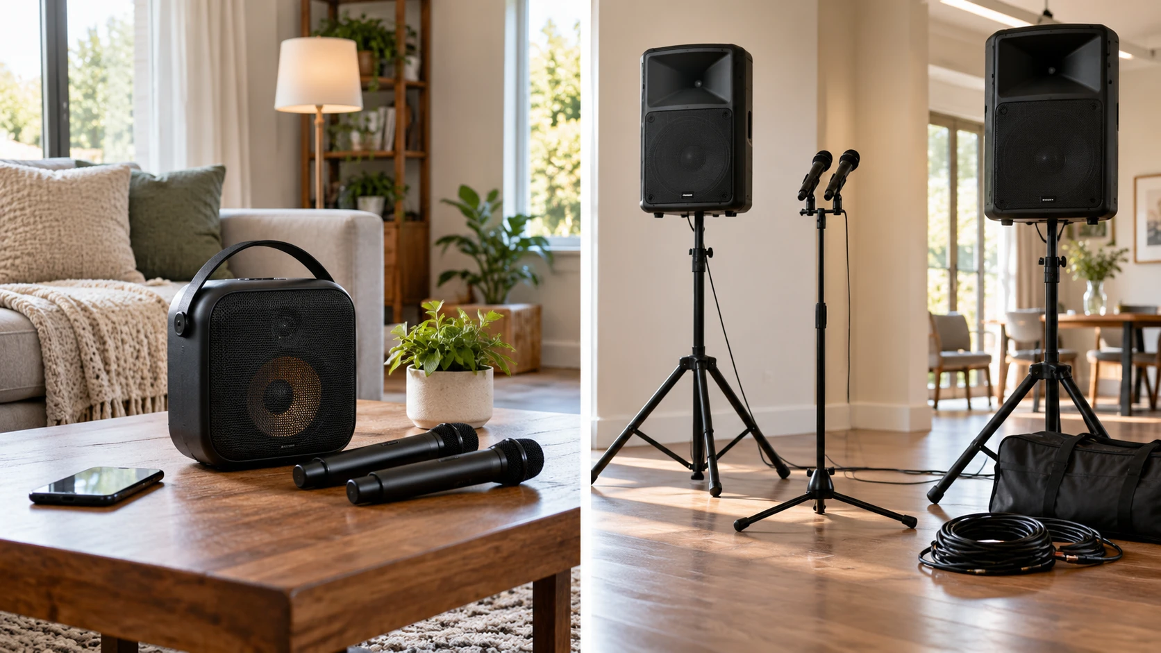 For HAOWORKS S99 karaoke speaker, consider microphone setup, inputs, placement, cables, and power.