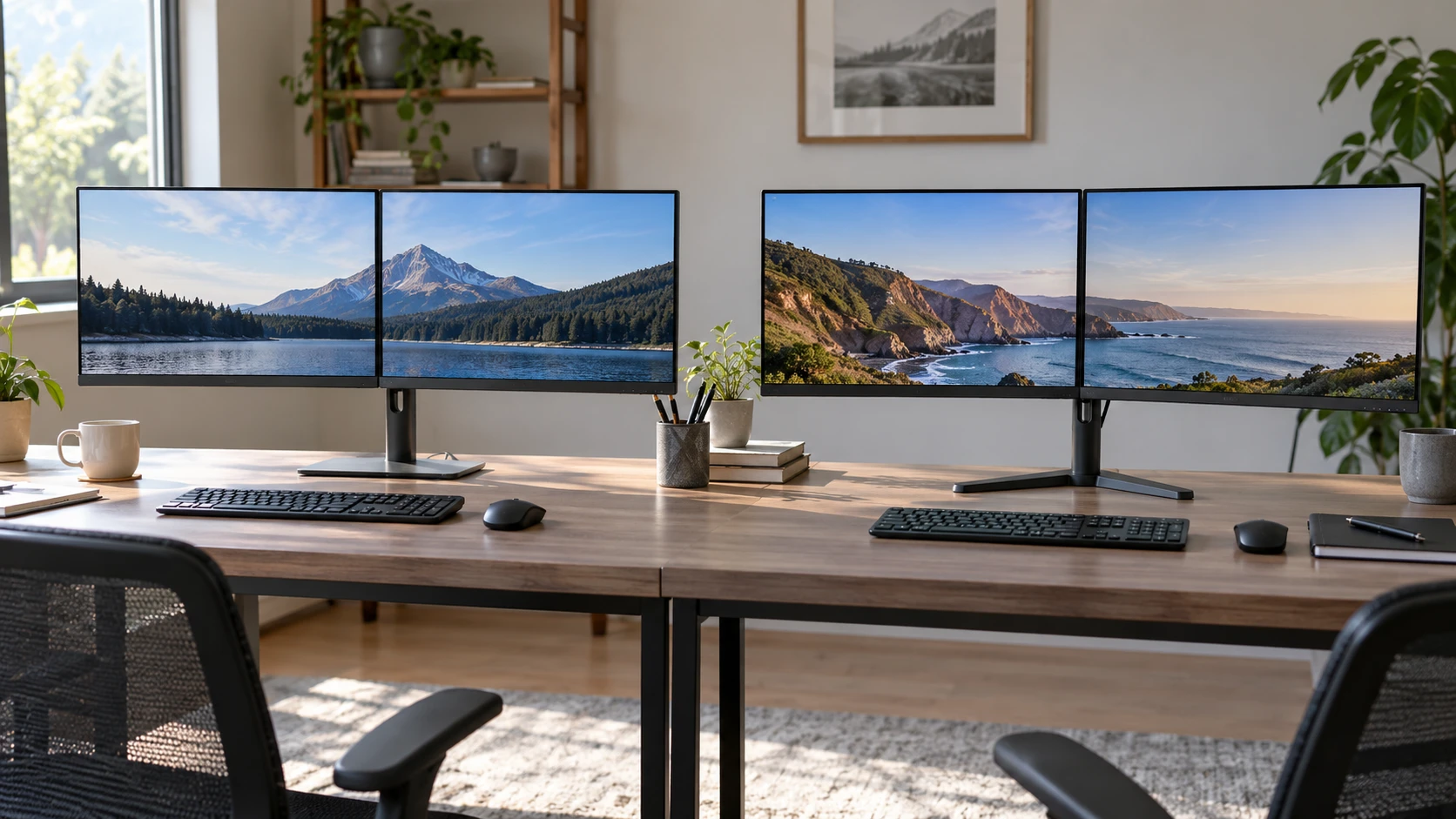 For HP Series 5 524SH dual-monitor bundle, consider panel detail, shared stand, cables, desk space, and setup requirements.