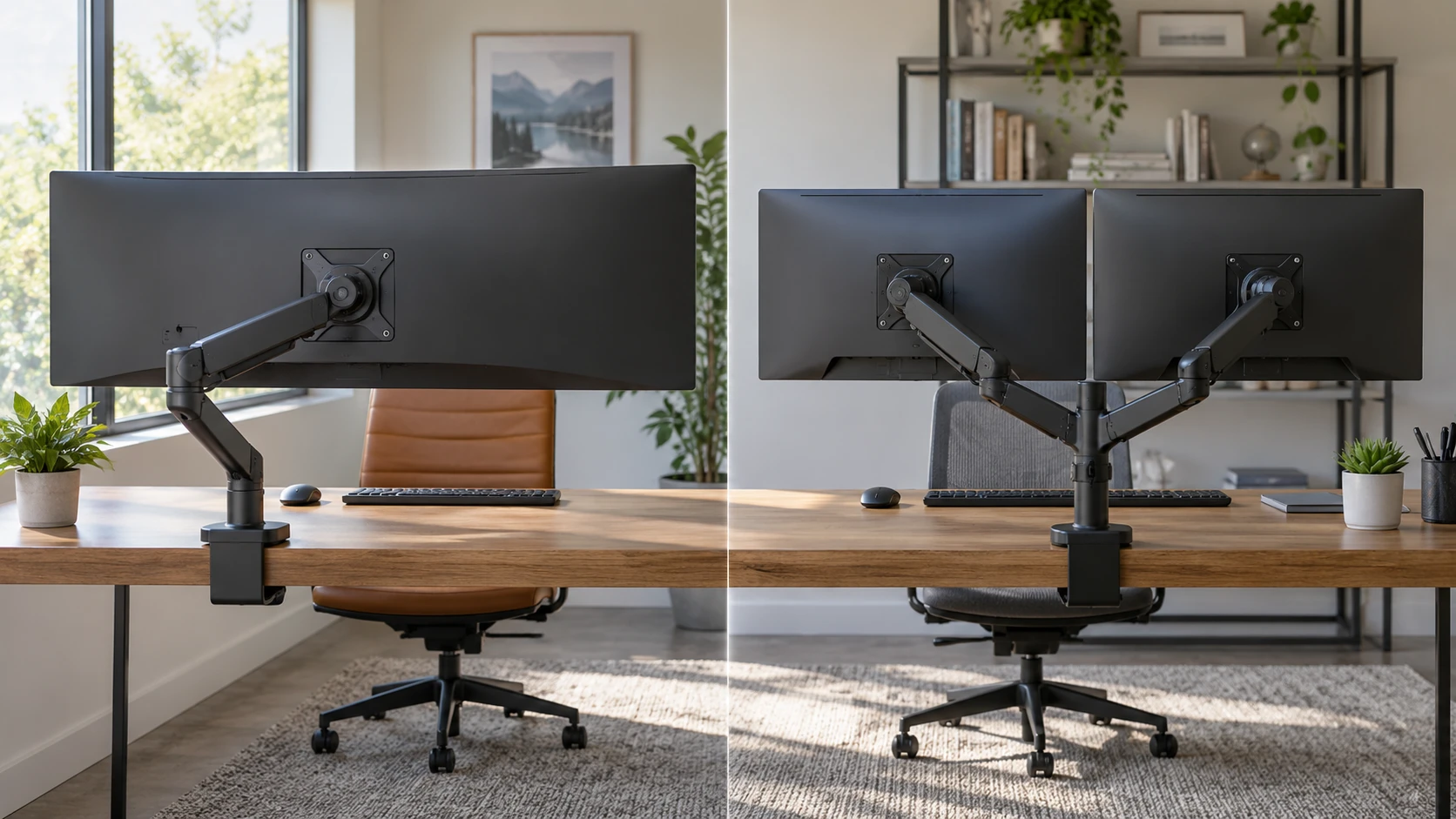 For MOUNT-IT MI-4881 ultrawide arm, consider display weight, VESA fit, desk clamp, reach, movement, and cable space.